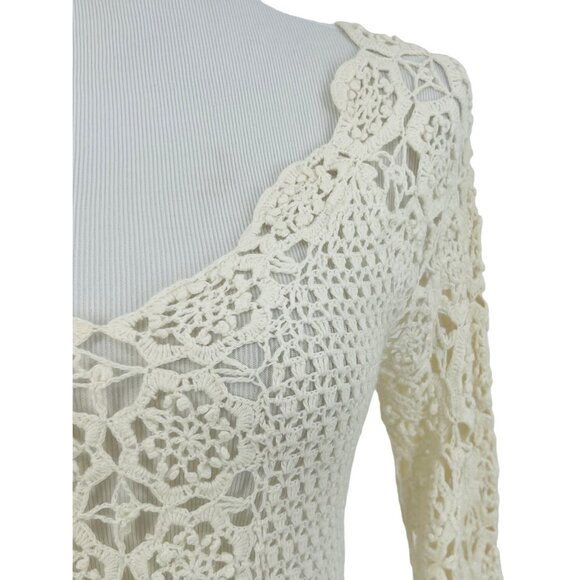 Vintage Victoria’s Secret Crochet Lace Long Sleeve Top | Soft Girl Boho Feminine - Picture 4 of 14